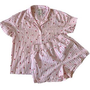 H&M Strawberry Short Sleeve Pajamas Set Womens Size Small Scandinavian Style